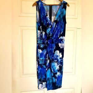 Tahari faux wrap dress, sleeveless, excellent condition, size medium